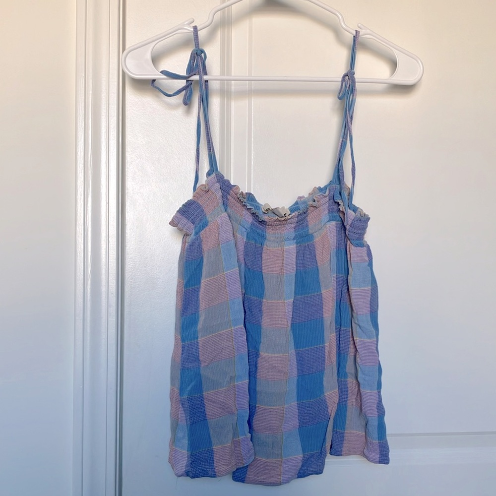 Loft Pastel Plaid Tie Tank